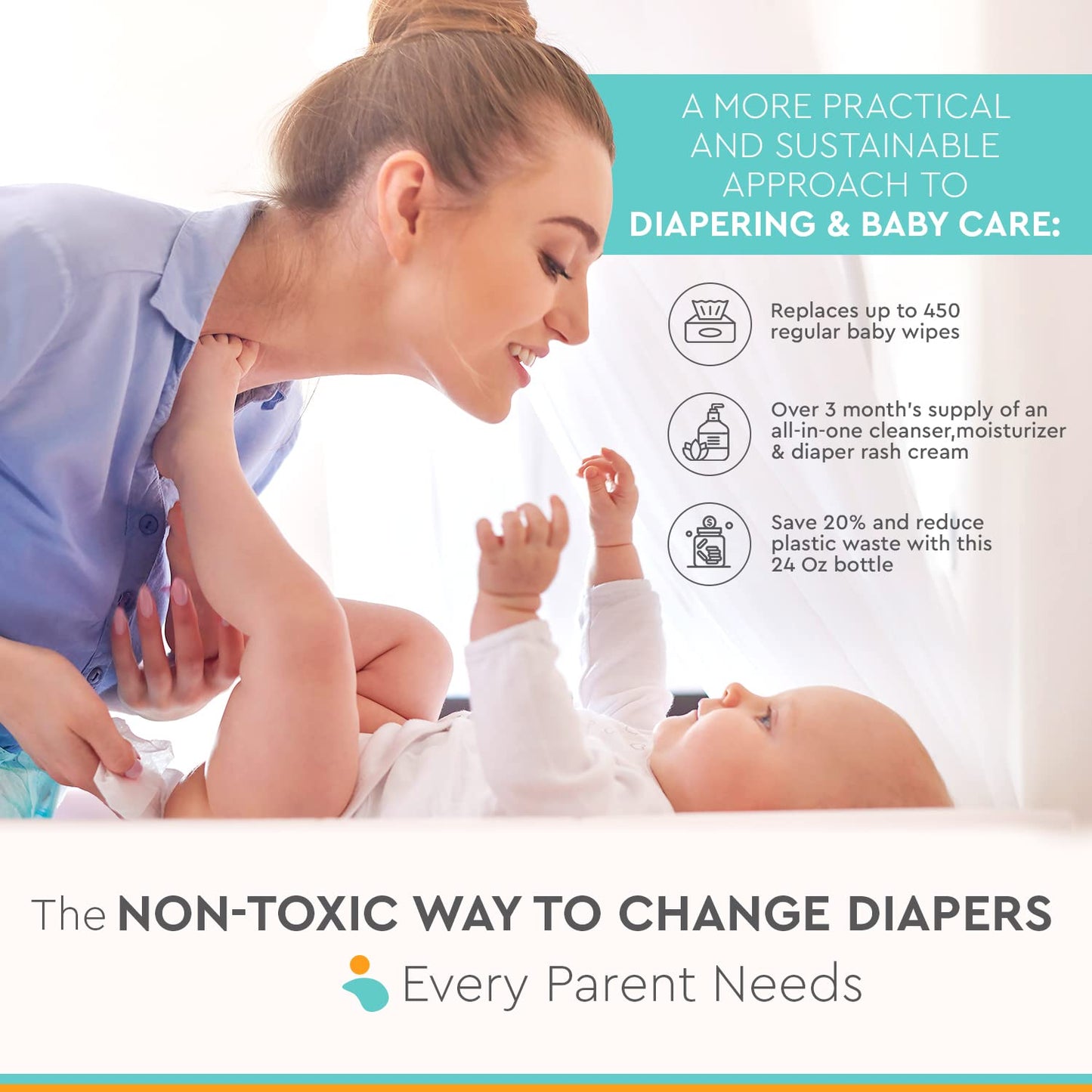 NOLEO 3-IN-1 - Diaper Rash Cream - EWG Verified - 24oz