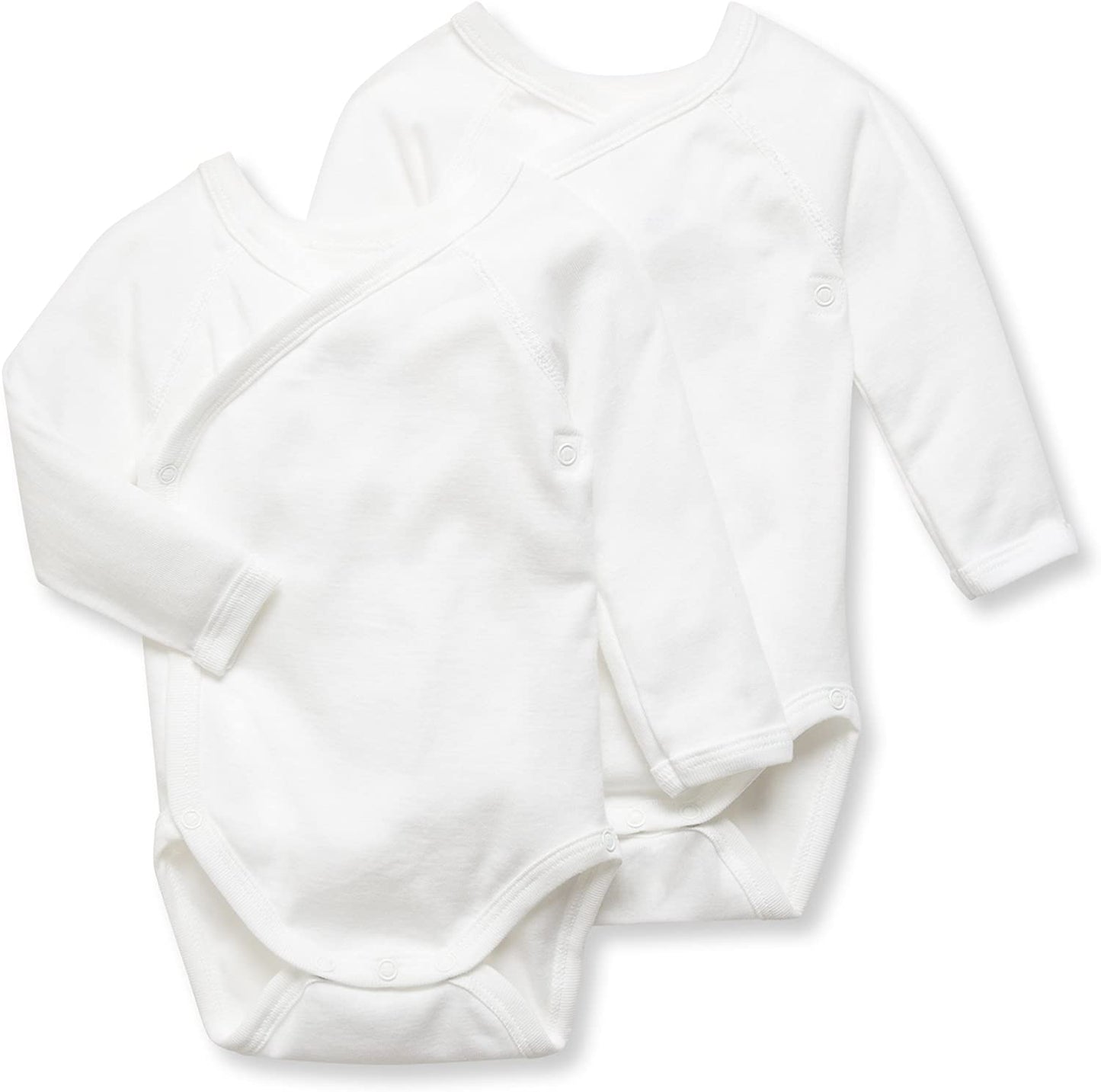 Petit Bateau® Baby Organic Cotton Long Sleeve Crossover Bodysuit (Pack of 2)