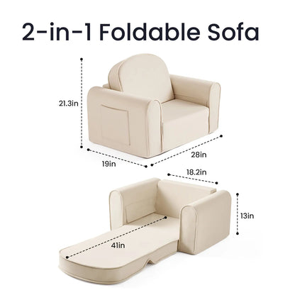 Tiny Land® GentleSnug Kid Chair - Beige White