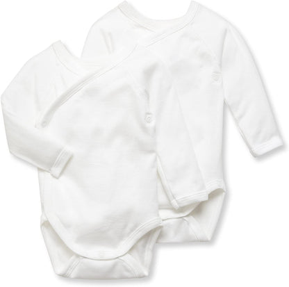 Petit Bateau® Baby Organic Cotton Long Sleeve Crossover  Bodysuit (Pack of 2)