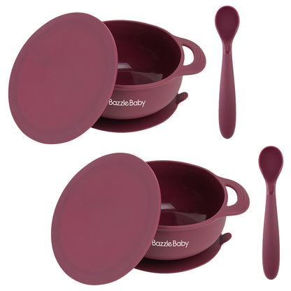Foodie® Suction Bowls with Lid + Spoon 2-Pack: Assorted Colors