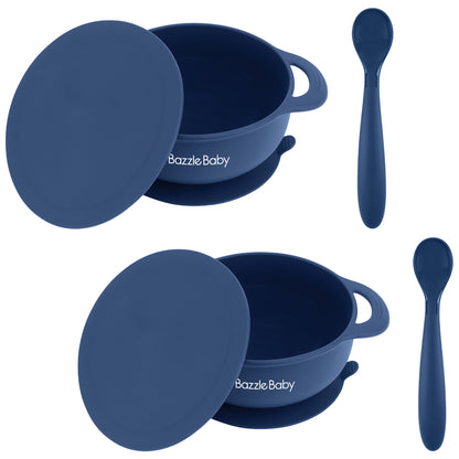 Foodie® Suction Bowls with Lid + Spoon 2-Pack: Assorted Colors