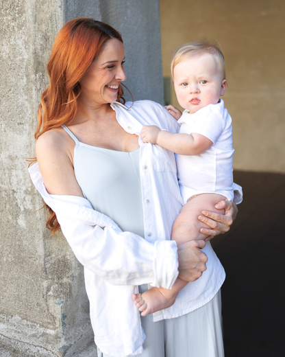 Charlie Maternity & Nursing Romper | French Blue