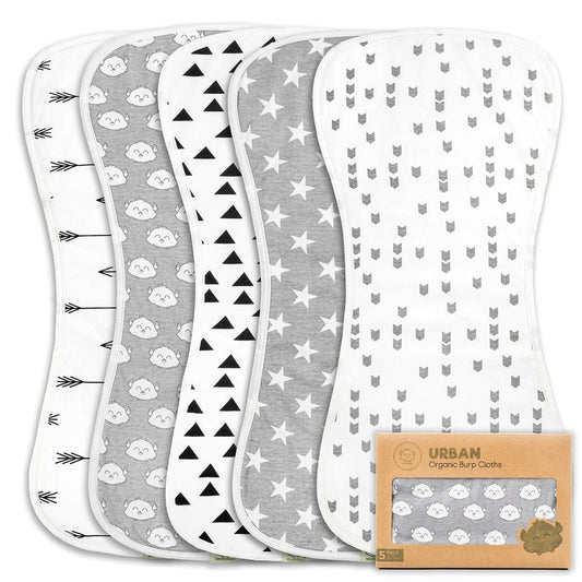 Keababies Organic & Muslin Burp Cloths 5 Pack