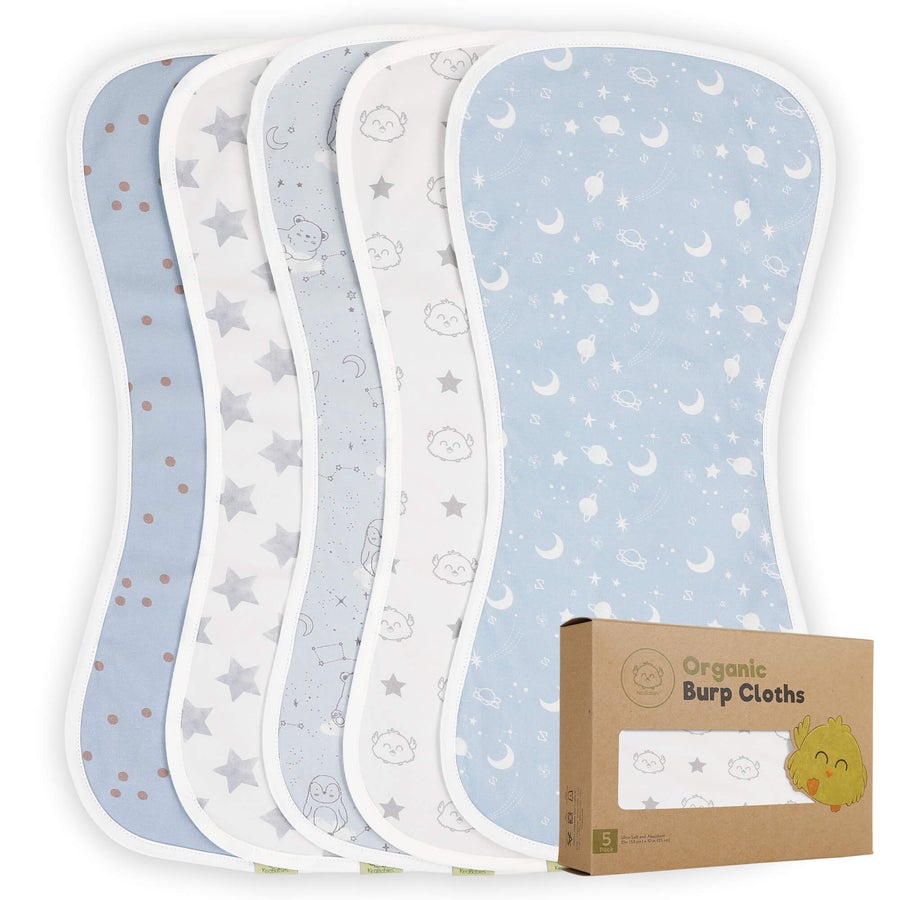 Keababies Organic & Muslin Burp Cloths 5 Pack