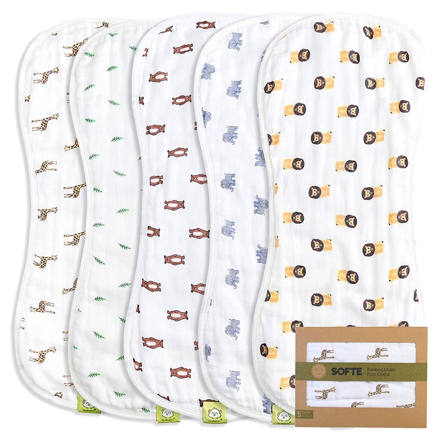 Keababies Organic & Muslin Burp Cloths 5 Pack