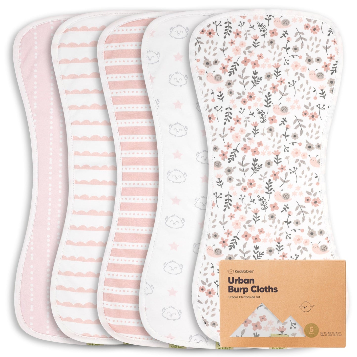 Keababies Organic & Muslin Burp Cloths 5 Pack
