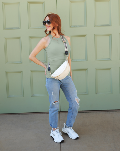 Ribbed Bamboo Racerback Nursing Tank | Aqua Mist