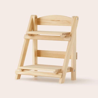 Tiny Land® Play Kitchen Accessories – Play Kitchen Food Storage: Versatile Wooden Rack for Play Food