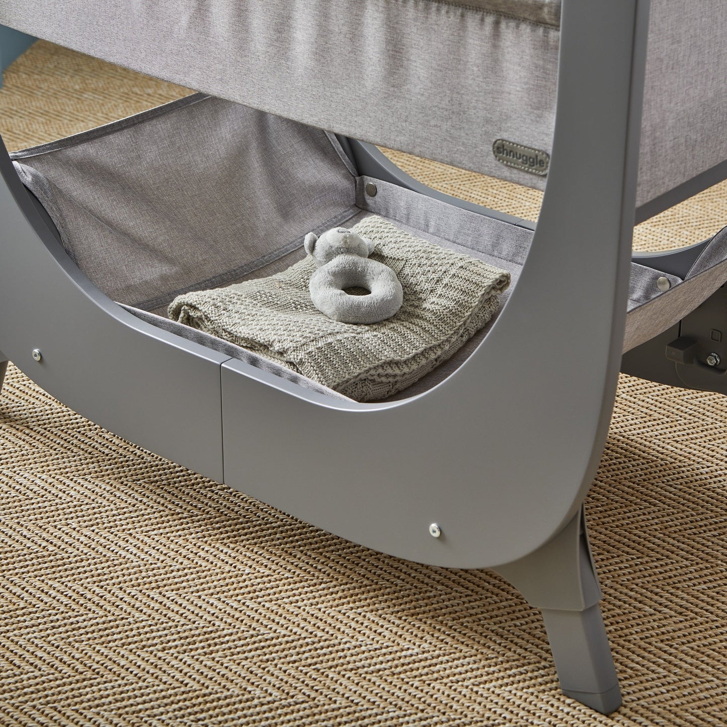 Shnuggle Air Lite Bedside Bassinet | Infant Crib | Height Adjustable Baby Bed with Mattress + 1 Waterproof + 2 White Sheets