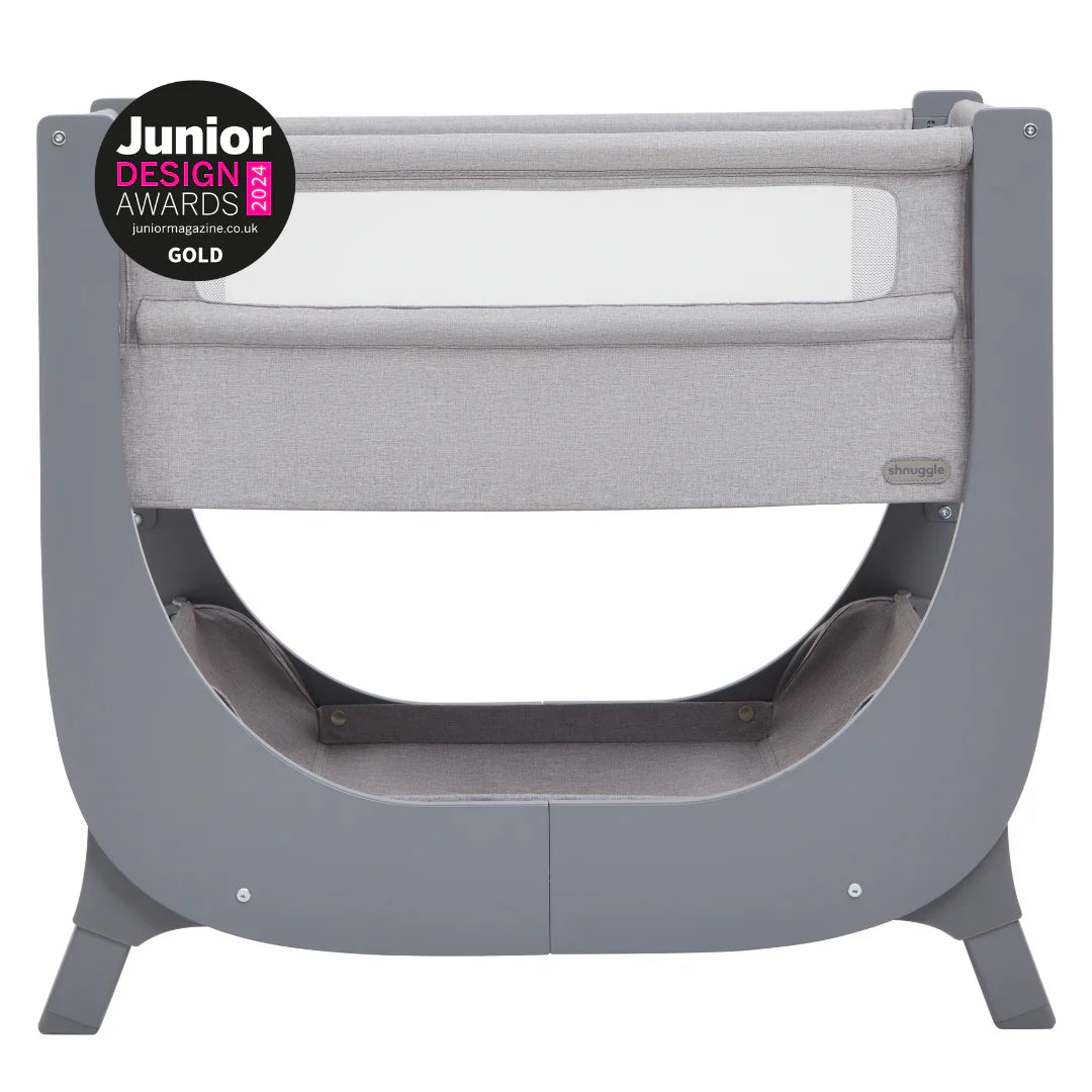 Shnuggle Air Lite Bedside Bassinet | Infant Crib | Height Adjustable Baby Bed with Mattress + 1 Waterproof + 2 White Sheets