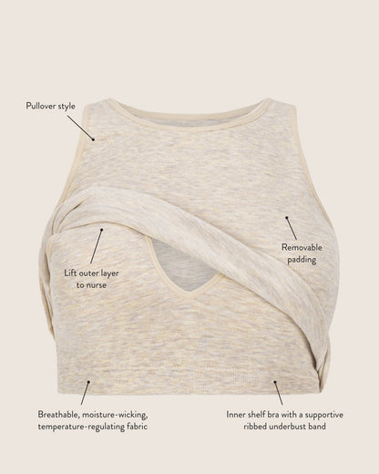Sublime® Bamboo Maternity & Nursing Longline Bra Top | Twilight