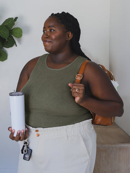 Sublime® Bamboo Maternity & Nursing Longline Bra Top | Olive Heather