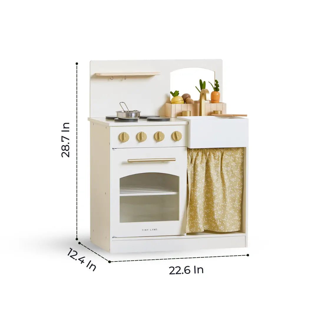 Tiny Land® Wooden Play Kitchen for Toddlers - Honey Kitchenette Pretend Cooking Set