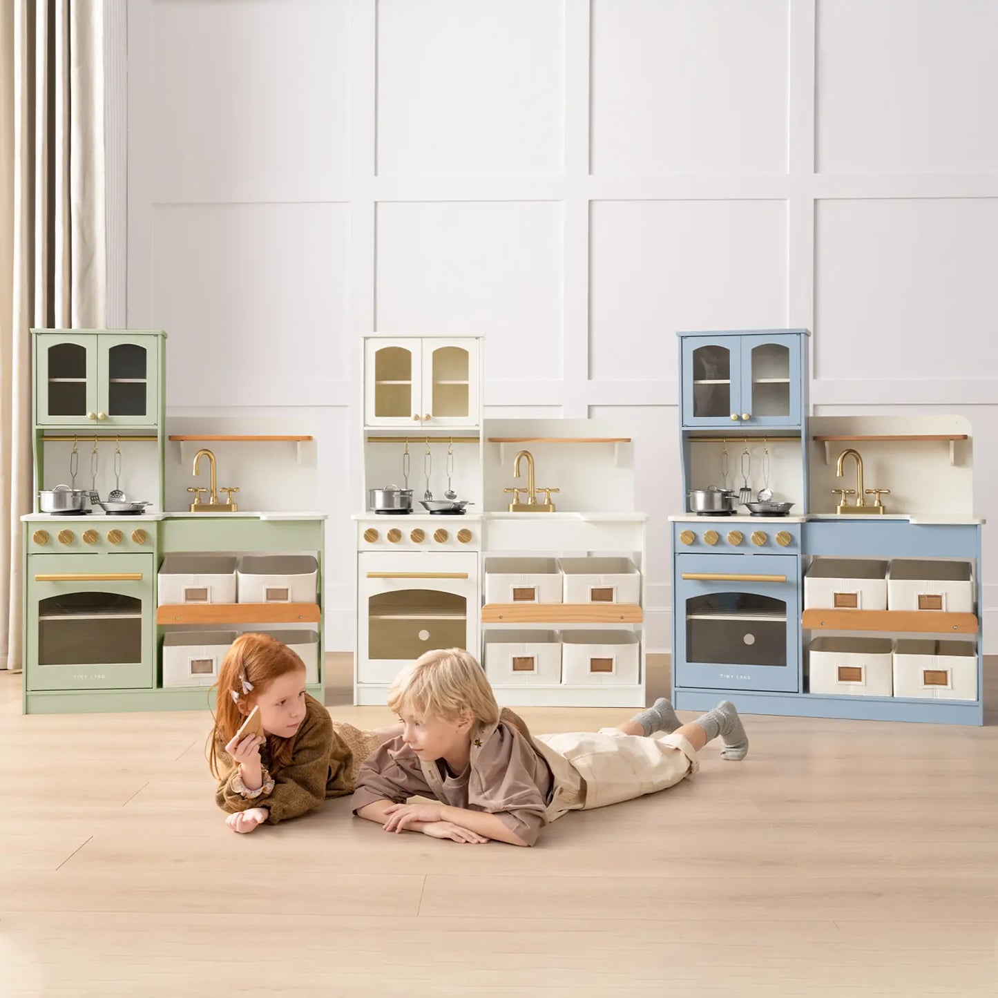 Tiny Land® Pretend Play Kitchen for Toddlers - Serenity Wooden Kitchen – Green