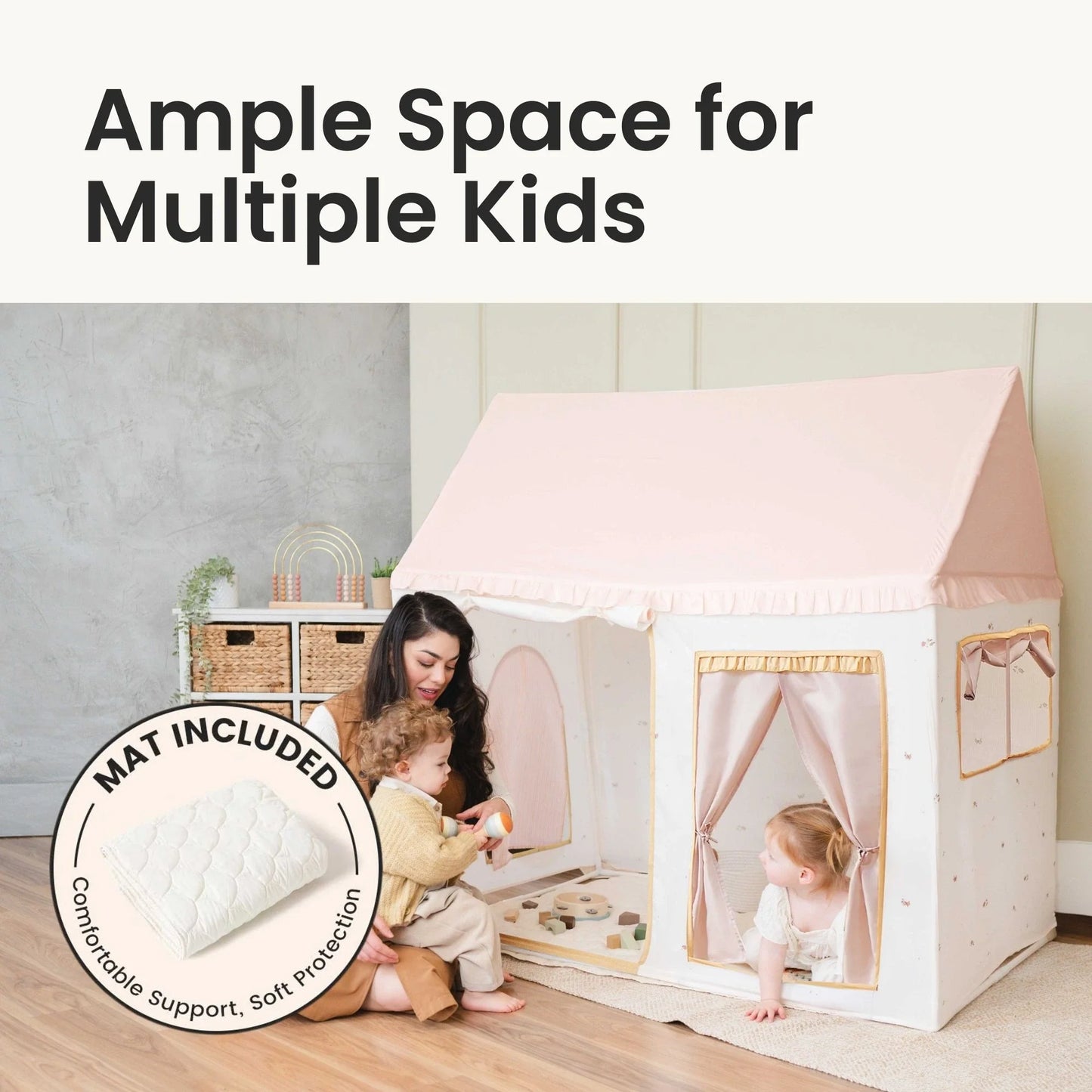 Tiny Land® Sweet Citrus Kids Play Tent – White and Pink Indoor Playhouse