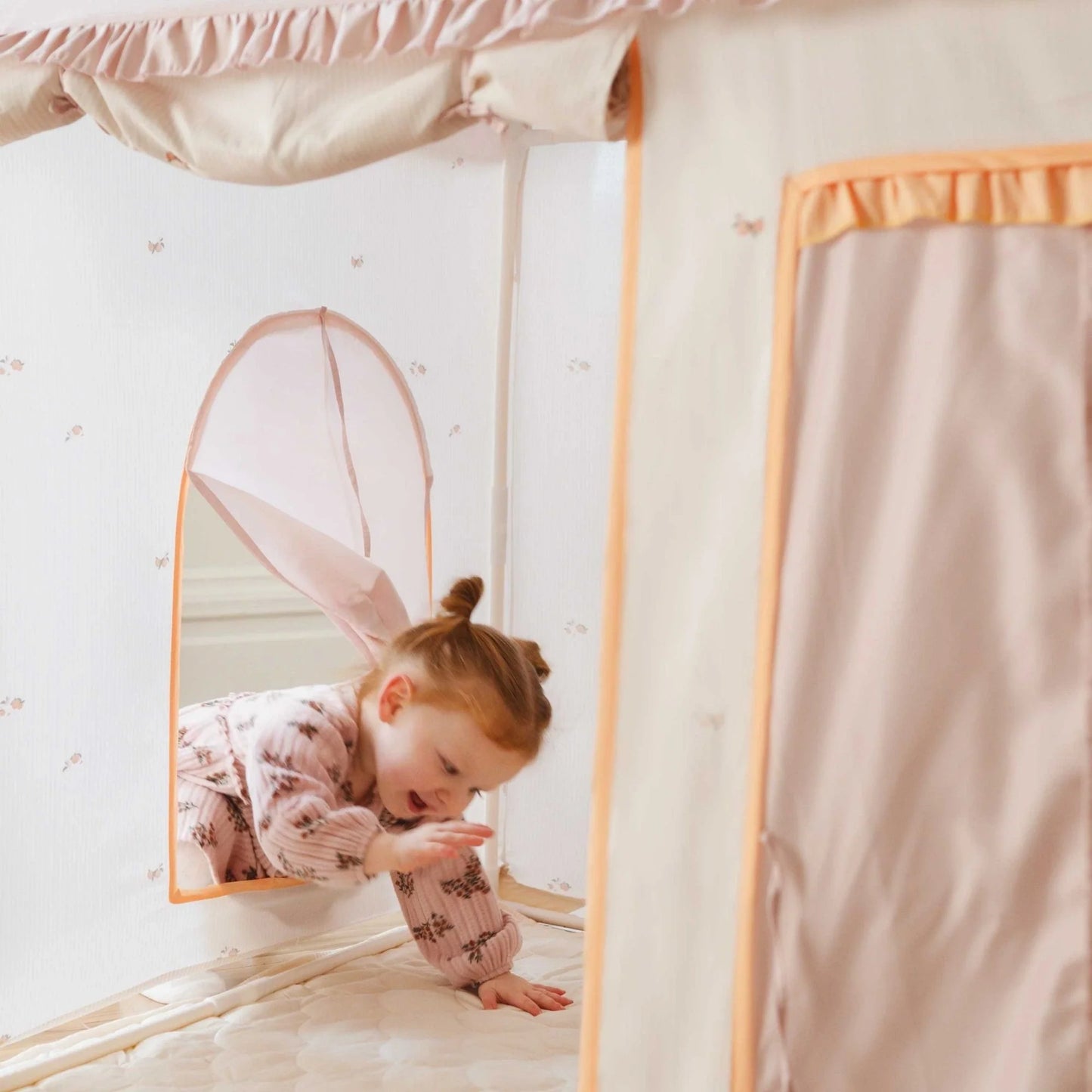 Tiny Land® Sweet Citrus Kids Play Tent – White and Pink Indoor Playhouse