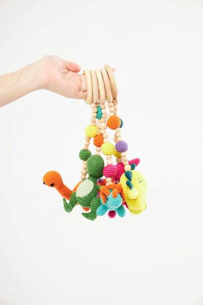 Montessori Baby Gym & Hanging Toys Set | Wooden Play Gym for Babies
