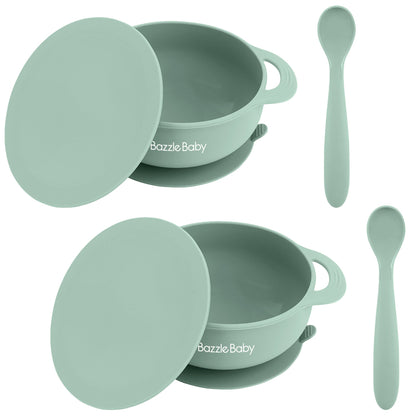 Foodie® Suction Bowls with Lid + Spoon 2-Pack: Assorted Colors