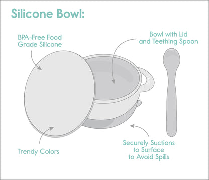 Foodie® Suction Bowls with Lid + Spoon: Assorted Colors